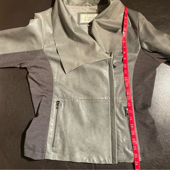 Women Genuine Leather Gray Moto Jacket size XL - Picture 11 of 13